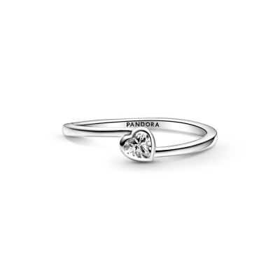Anel Mulher Pandora Clear Tilted Heart Solitaire - 199267C02