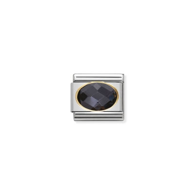 Link Nomination Composable Pedra Facetada Preta - 030601/011