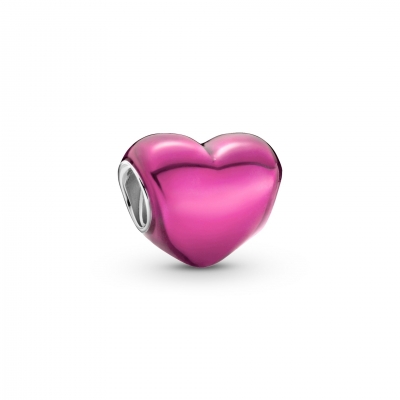Conta Mulher Pandora Coração Rosa Metalizado - 799291C03