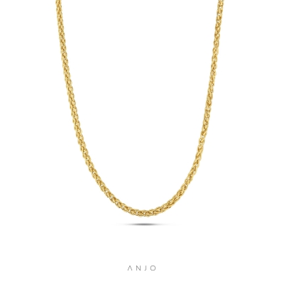 Colar de Prata Mulher ANJO Espiga Dourado - CL551D