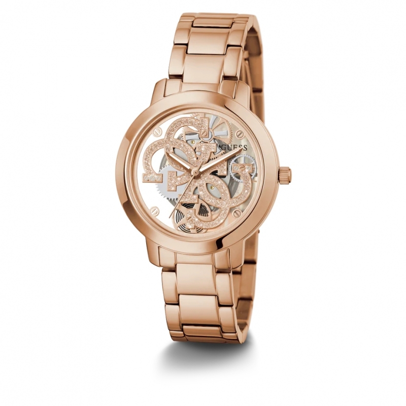 Relógio Mulher Guess Quattro Clear Dourado Rosa - GW0300L3
