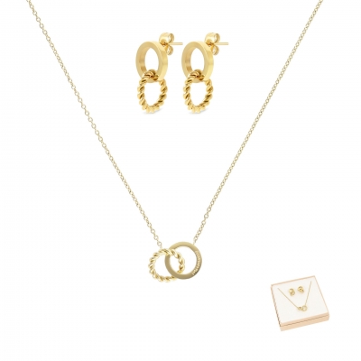 Conjunto Mulher One Jewels Infinity Hug Dourado - OJSEM01G
