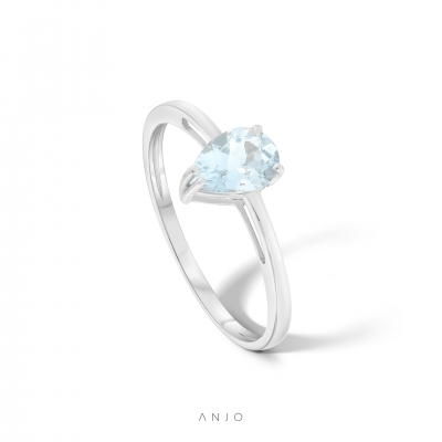 Anel Ouro 18K Mulher ANJO Água Marinha Pear - PDA4014