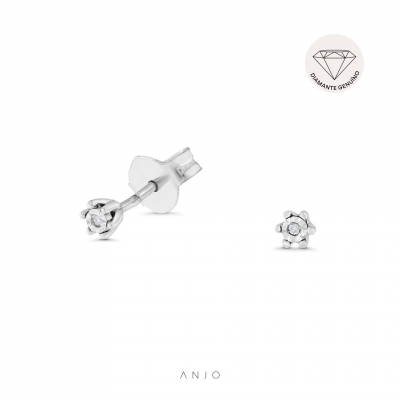 Brincos Ouro 18K Mulher ANJO Solitário Mini Radiant com Diamantes - PDB2600F