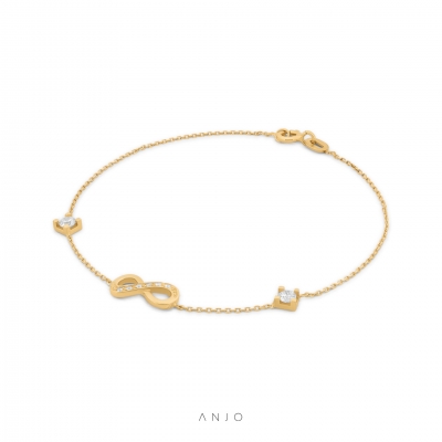 Pulseira Ouro 9K Mulher ANJO Infinito Brilhante - PU9K2513CZ