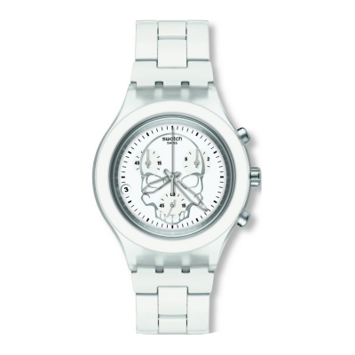 Relógio Mulher Swatch Full Blooded White Skull - SVCW4000AG